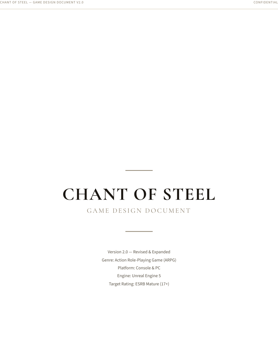 Chant of Steel – Game Design Document